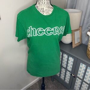 774 vintage Green 'Cheers' Graphic T-Shirt